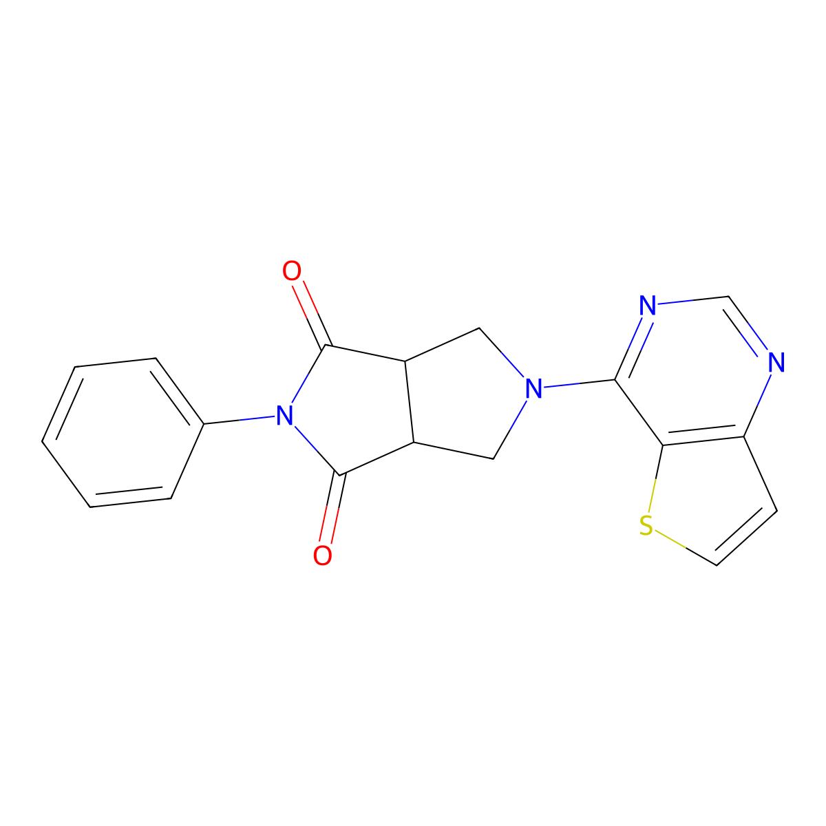 2-Phenyl-5-{thieno[3,2-d]pyrimidin-4-yl}-octahydropyrrolo[3,4-c]pyrrole-1,3-dione molecular structure, CAS 2415532-30-6