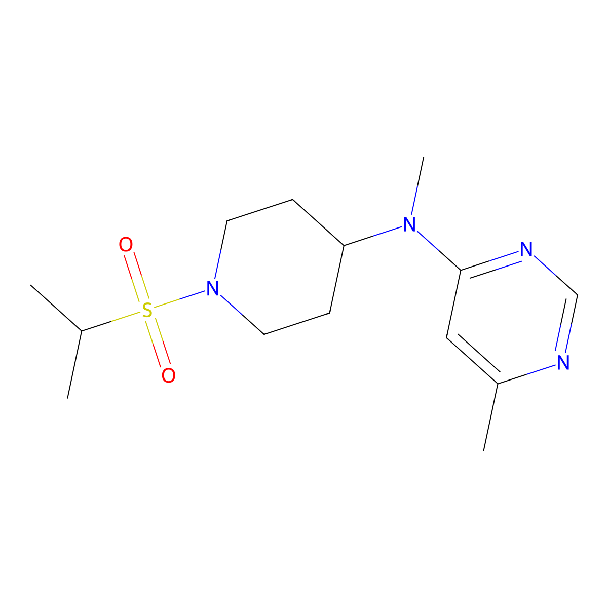 N,6-dimethyl-N-[1-(propane-2-sulfonyl)piperidin-4-yl]pyrimidin-4-amine molecular structure, CAS 2415532-32-8