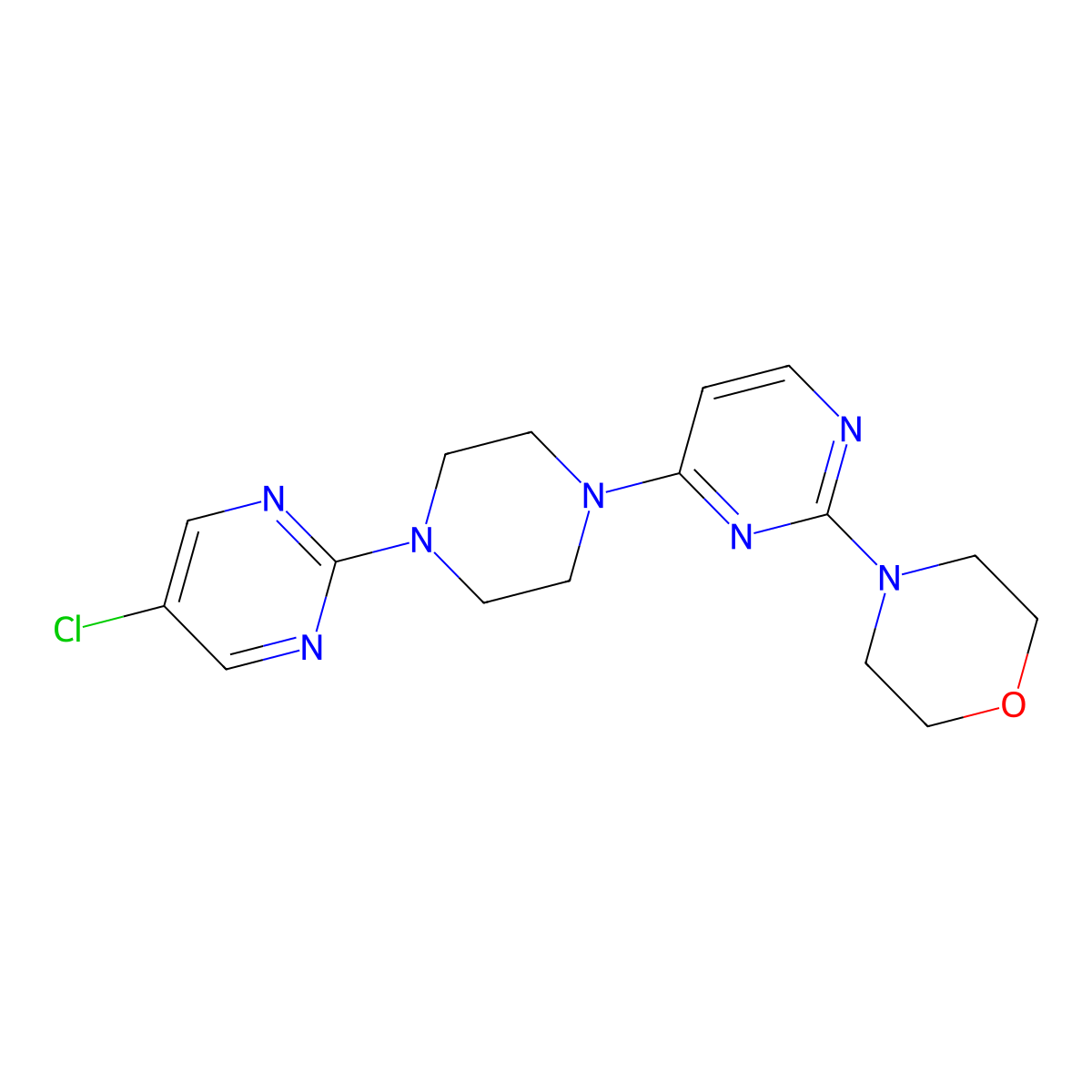 4-{4-[4-(5-Chloropyrimidin-2-yl)piperazin-1-yl]pyrimidin-2-yl}morpholine molecular structure, CAS 2415532-36-2
