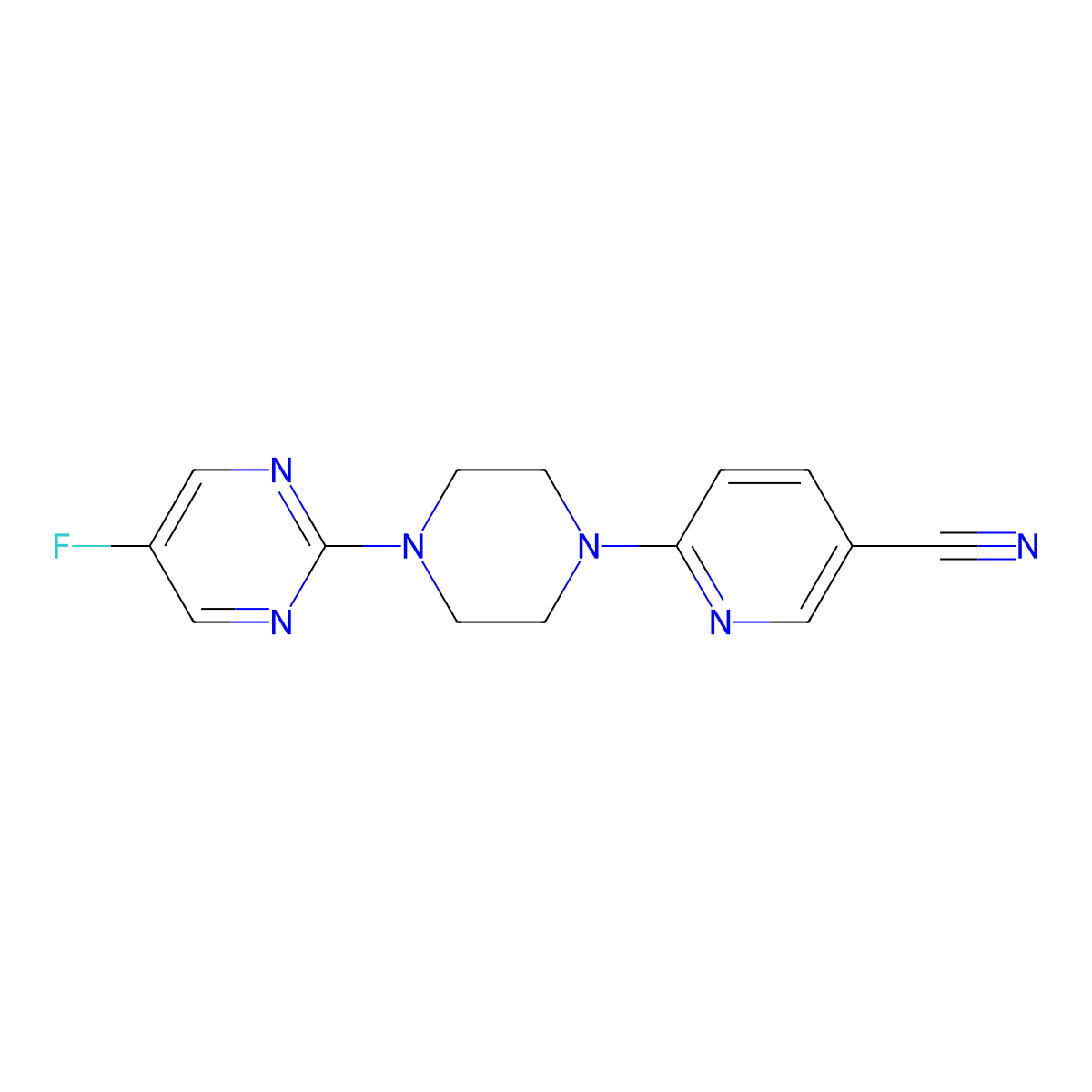 6-[4-(5-Fluoropyrimidin-2-yl)piperazin-1-yl]pyridine-3-carbonitrile molecular structure, CAS 2415532-37-3