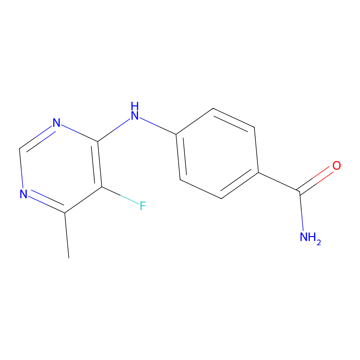 4-[(5-Fluoro-6-methylpyrimidin-4-yl)amino]benzamide molecular structure, CAS 2415532-39-5