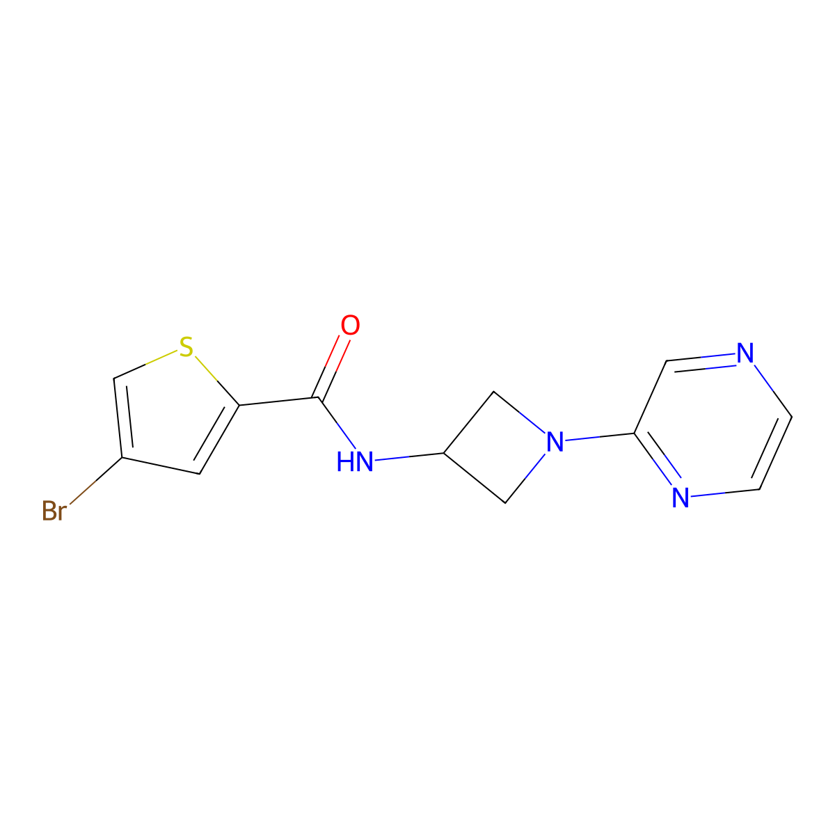4-bromo-N-[1-(pyrazin-2-yl)azetidin-3-yl]thiophene-2-carboxamide molecular structure, CAS 2415532-42-0