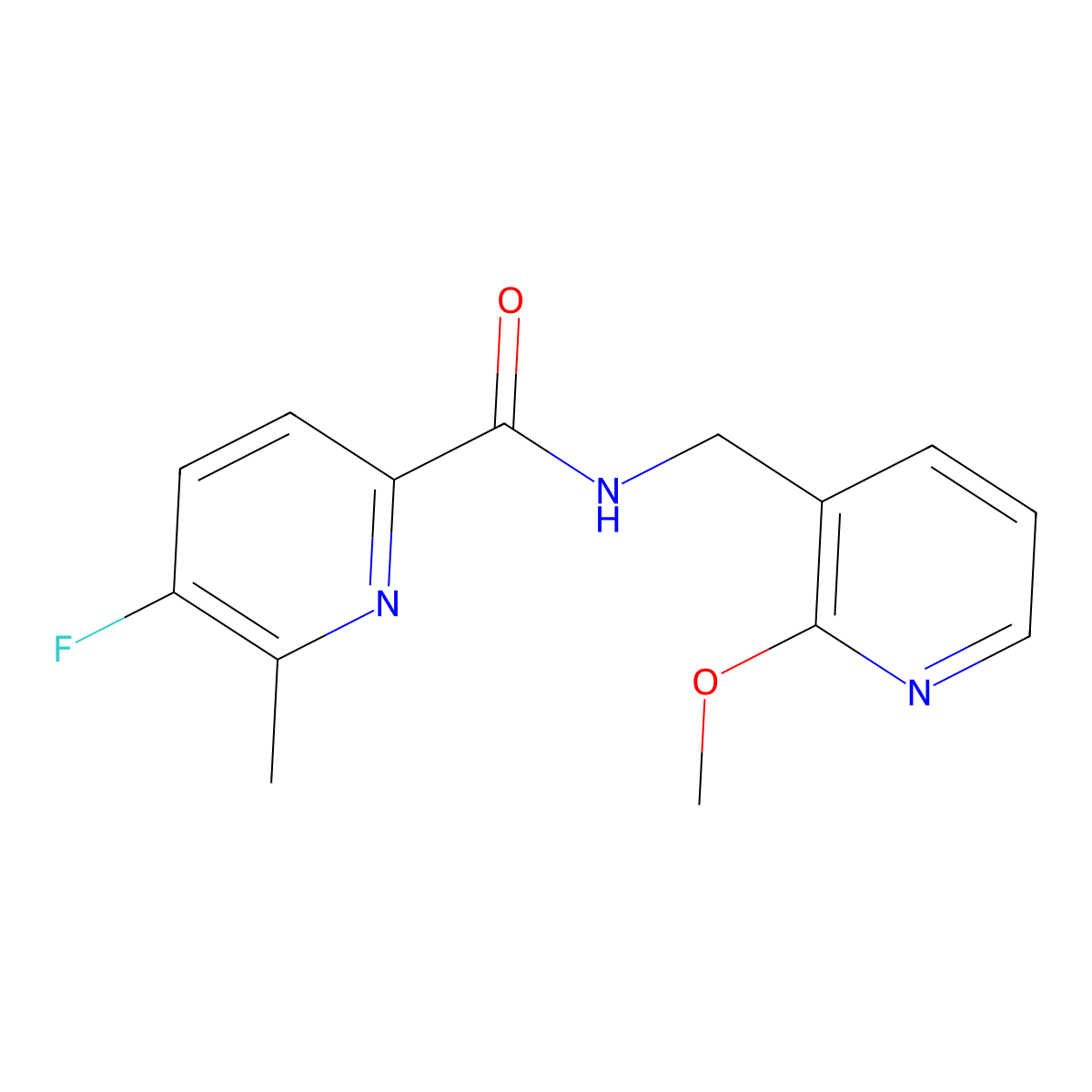 5-Fluoro-N-[(2-methoxypyridin-3-yl)methyl]-6-methylpyridine-2-carboxamide molecular structure, CAS 2415532-43-1
