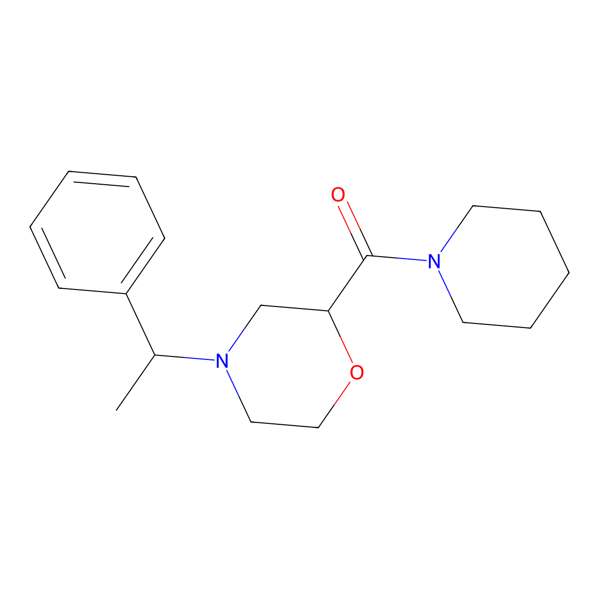 4-(1-Phenylethyl)-2-(piperidine-1-carbonyl)morpholine molecular structure, CAS 2415532-45-3
