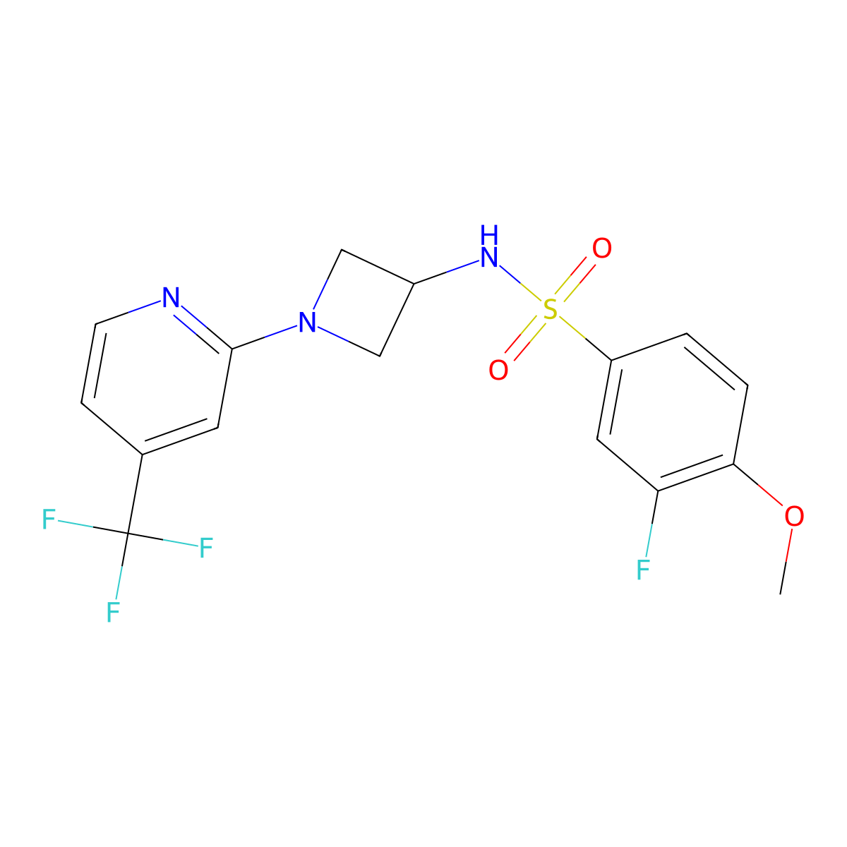 3-fluoro-4-methoxy-N-{1-[4-(trifluoromethyl)pyridin-2-yl]azetidin-3-yl}benzene-1-sulfonamide molecular structure, CAS 2415532-46-4