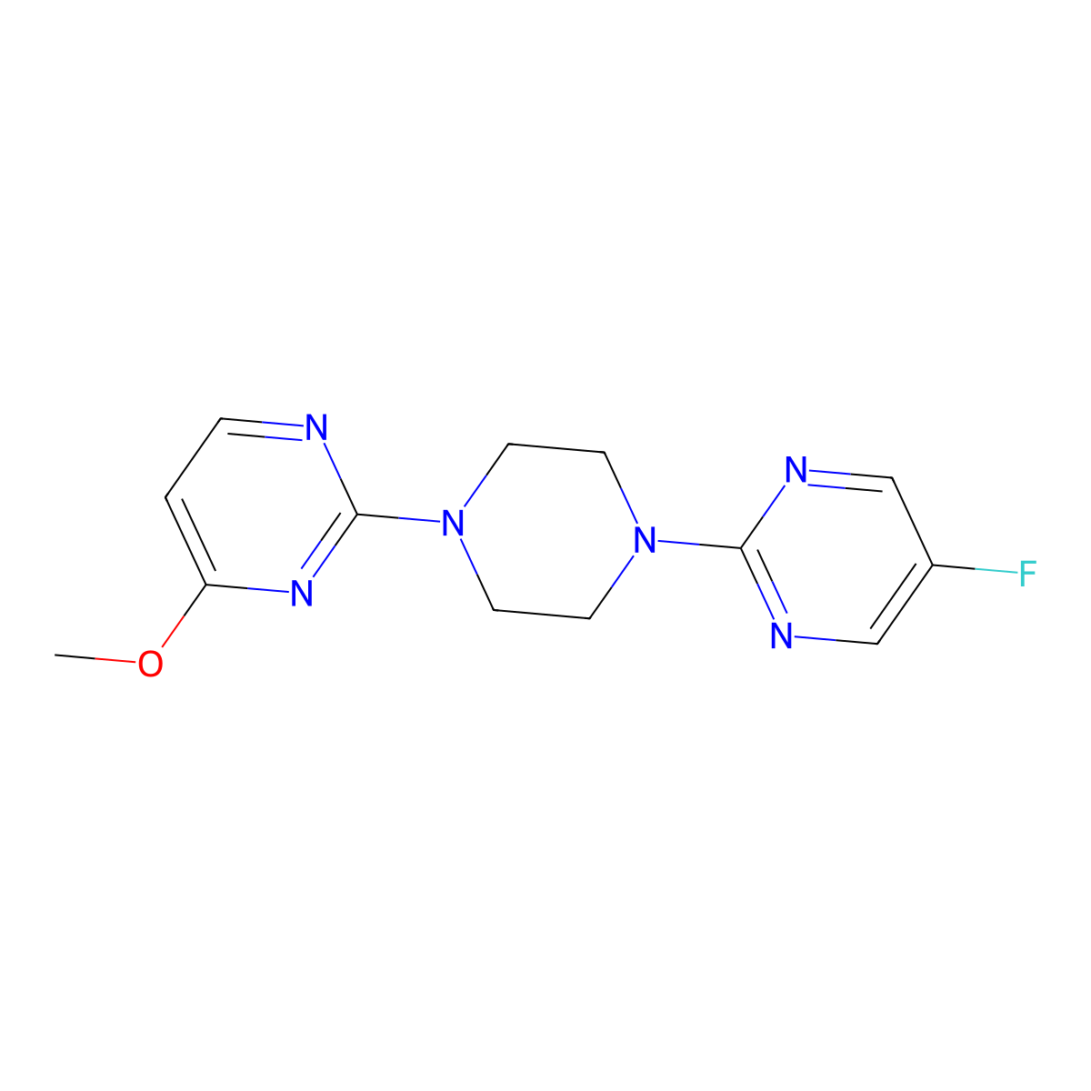 2-[4-(5-Fluoropyrimidin-2-yl)piperazin-1-yl]-4-methoxypyrimidine molecular structure, CAS 2415532-48-6