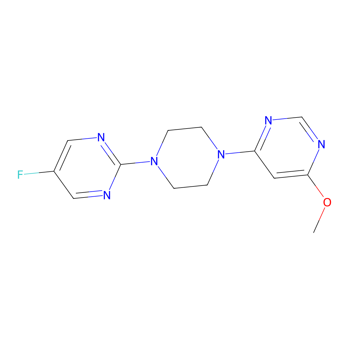4-[4-(5-Fluoropyrimidin-2-yl)piperazin-1-yl]-6-methoxypyrimidine molecular structure, CAS 2415532-55-5