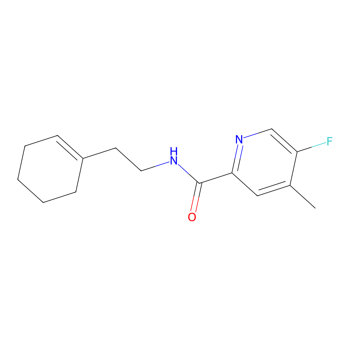 N-[2-(cyclohex-1-en-1-yl)ethyl]-5-fluoro-4-methylpyridine-2-carboxamide molecular structure, CAS 2415532-56-6