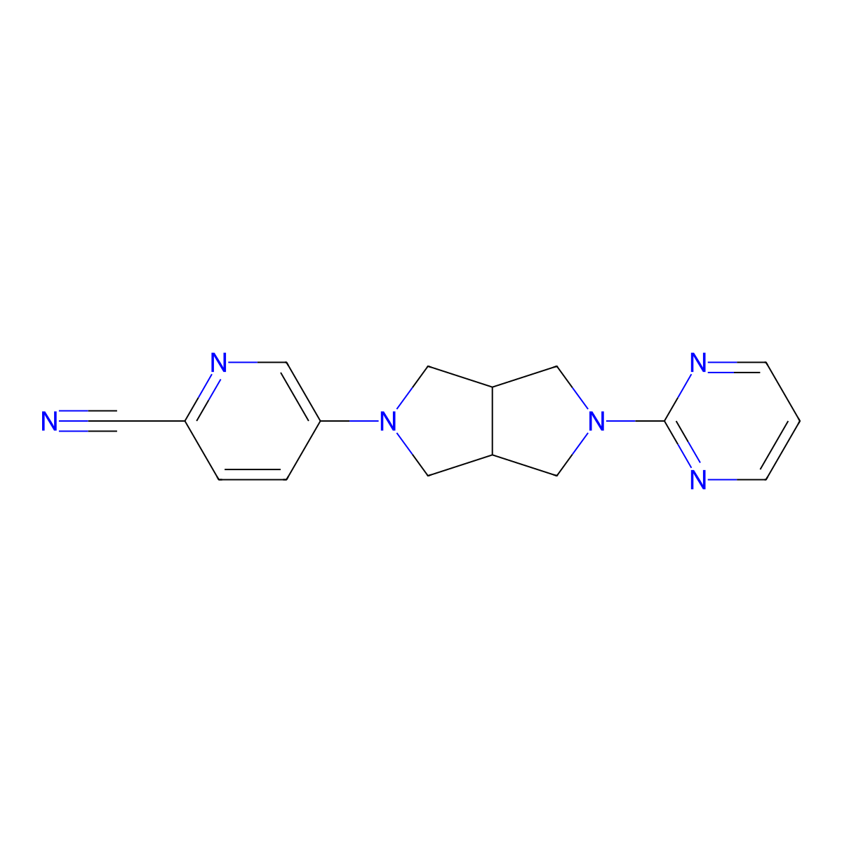 5-[5-(Pyrimidin-2-yl)-octahydropyrrolo[3,4-c]pyrrol-2-yl]pyridine-2-carbonitrile molecular structure, CAS 2415532-58-8