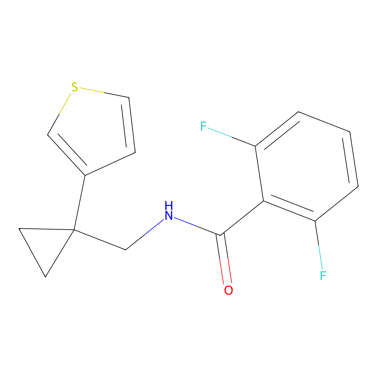 2,6-difluoro-N-{[1-(thiophen-3-yl)cyclopropyl]methyl}benzamide molecular structure, CAS 2415532-60-2