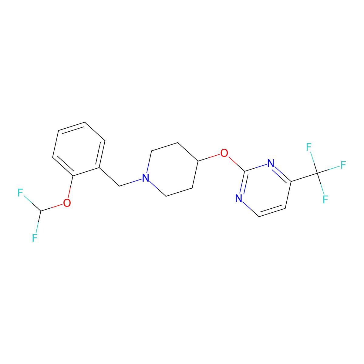 2-[(1-{[2-(Difluoromethoxy)phenyl]methyl}piperidin-4-yl)oxy]-4-(trifluoromethyl)pyrimidine molecular structure, CAS 2415532-65-7