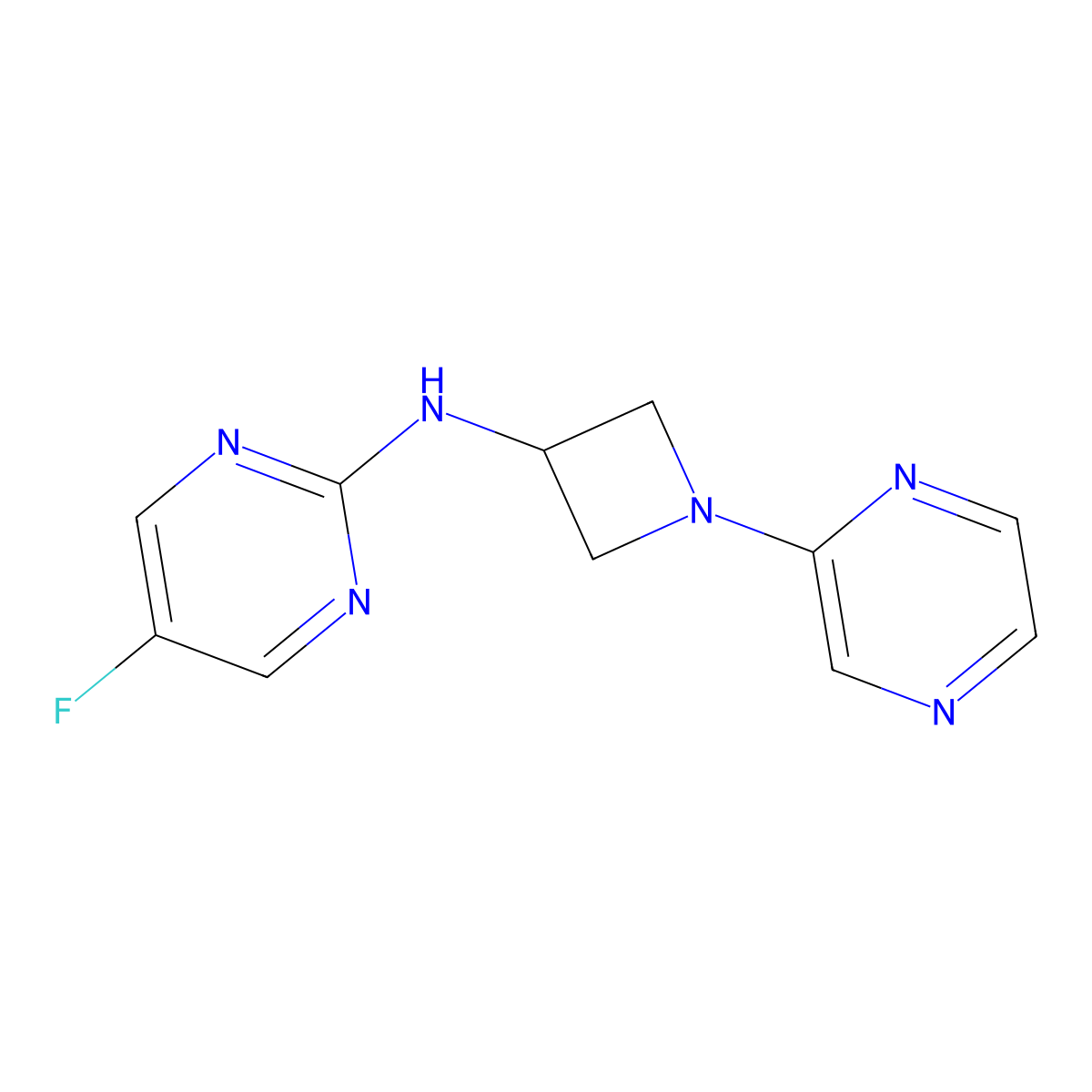 5-fluoro-N-[1-(pyrazin-2-yl)azetidin-3-yl]pyrimidin-2-amine molecular structure, CAS 2415532-66-8