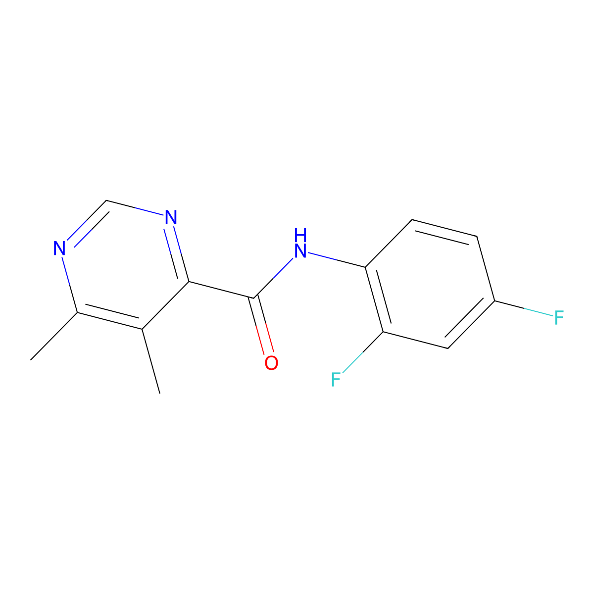 N-(2,4-Difluorophenyl)-5,6-dimethylpyrimidine-4-carboxamide molecular structure, CAS 2415532-71-5