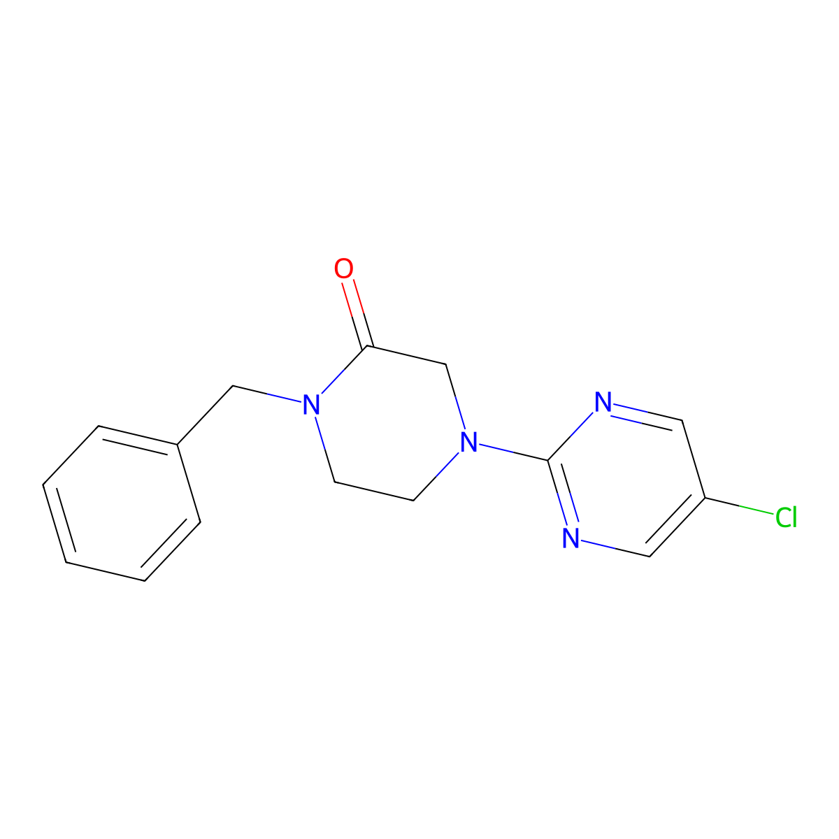 1-Benzyl-4-(5-chloropyrimidin-2-yl)piperazin-2-one molecular structure, CAS 2415532-72-6