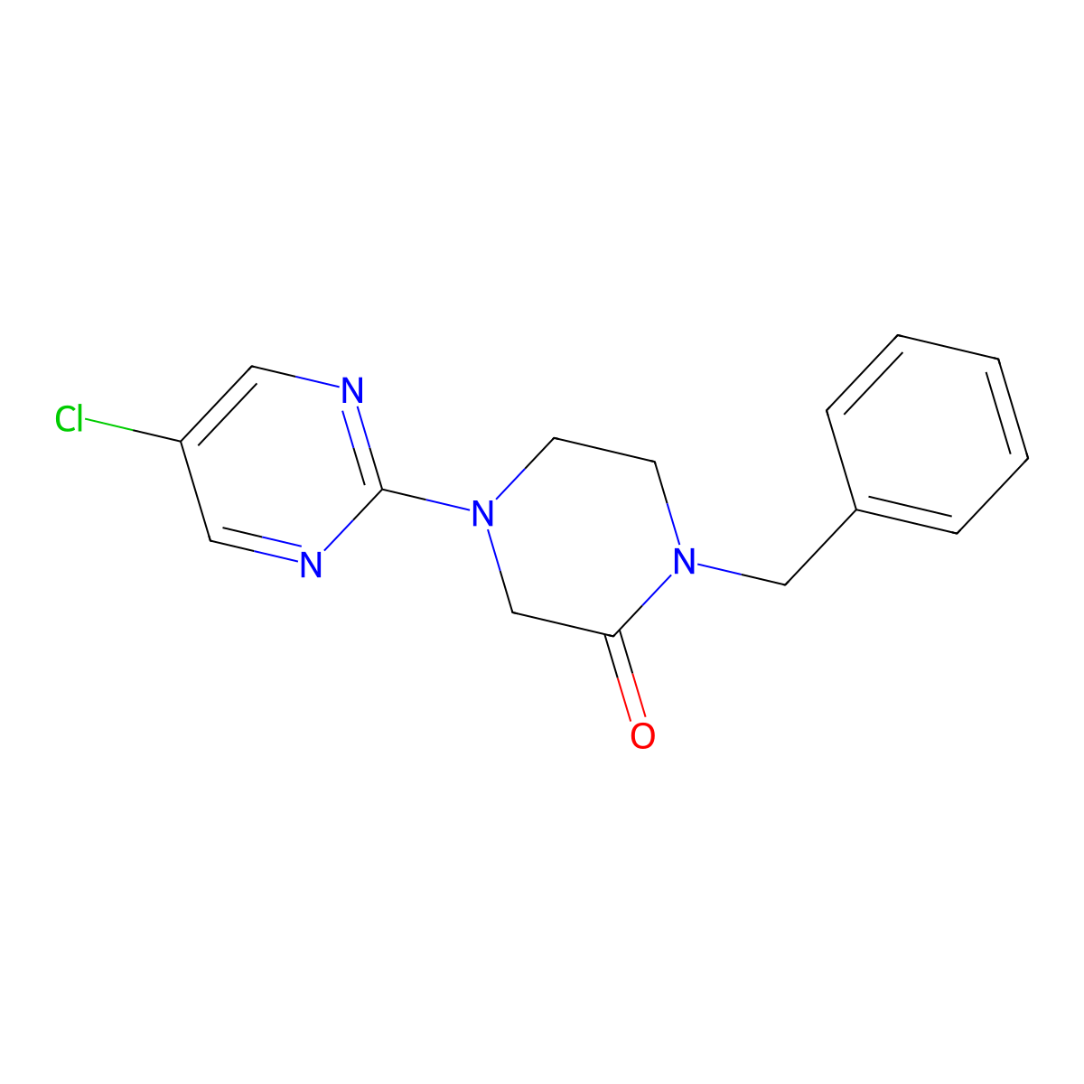 1-Benzyl-4-(5-chloropyrimidin-2-yl)piperazin-2-one molecular structure, CAS 2415532-72-6