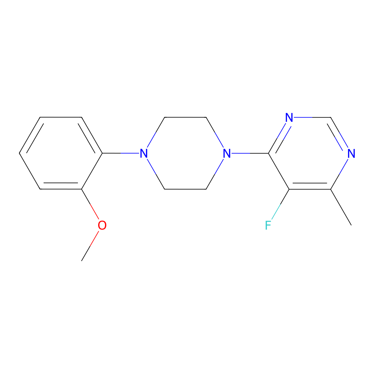 5-Fluoro-4-[4-(2-methoxyphenyl)piperazin-1-yl]-6-methylpyrimidine molecular structure, CAS 2415532-78-2