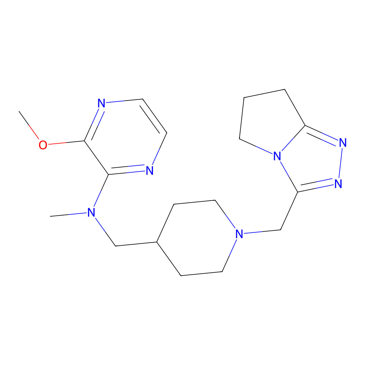 3-methoxy-N-methyl-N-{[1-({5H,6H,7H-pyrrolo[2,1-c][1,2,4]triazol-3-yl}methyl)piperidin-4-yl]methyl}pyrazin-2-amine molecular structure, CAS 2415532-79-3