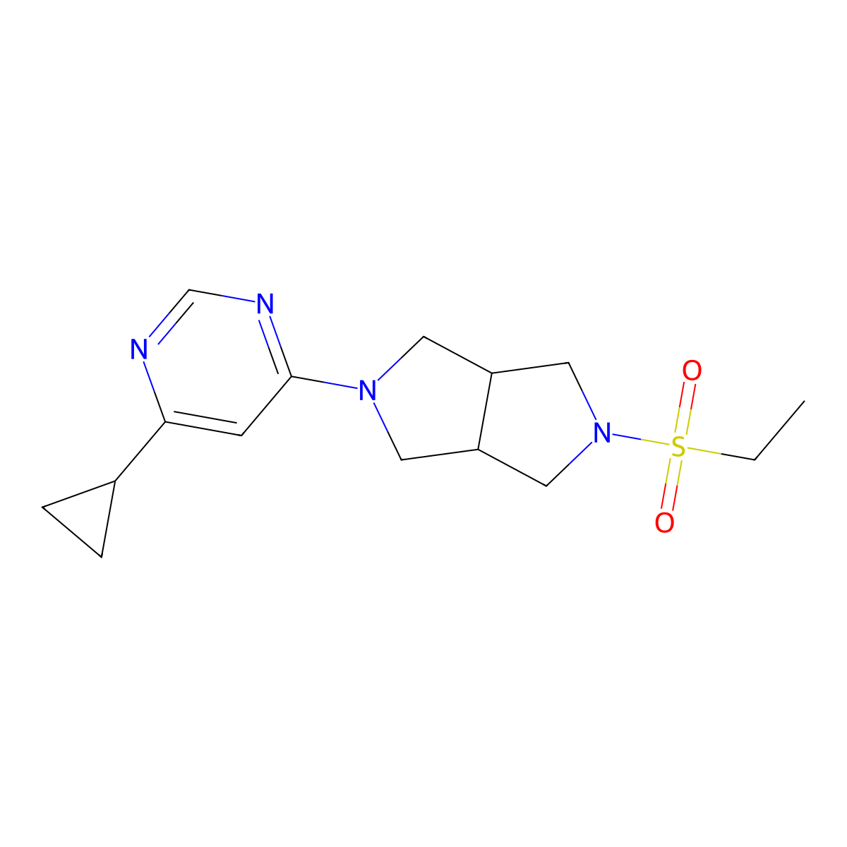 4-Cyclopropyl-6-[5-(ethanesulfonyl)-octahydropyrrolo[3,4-c]pyrrol-2-yl]pyrimidine molecular structure, CAS 2415532-80-6