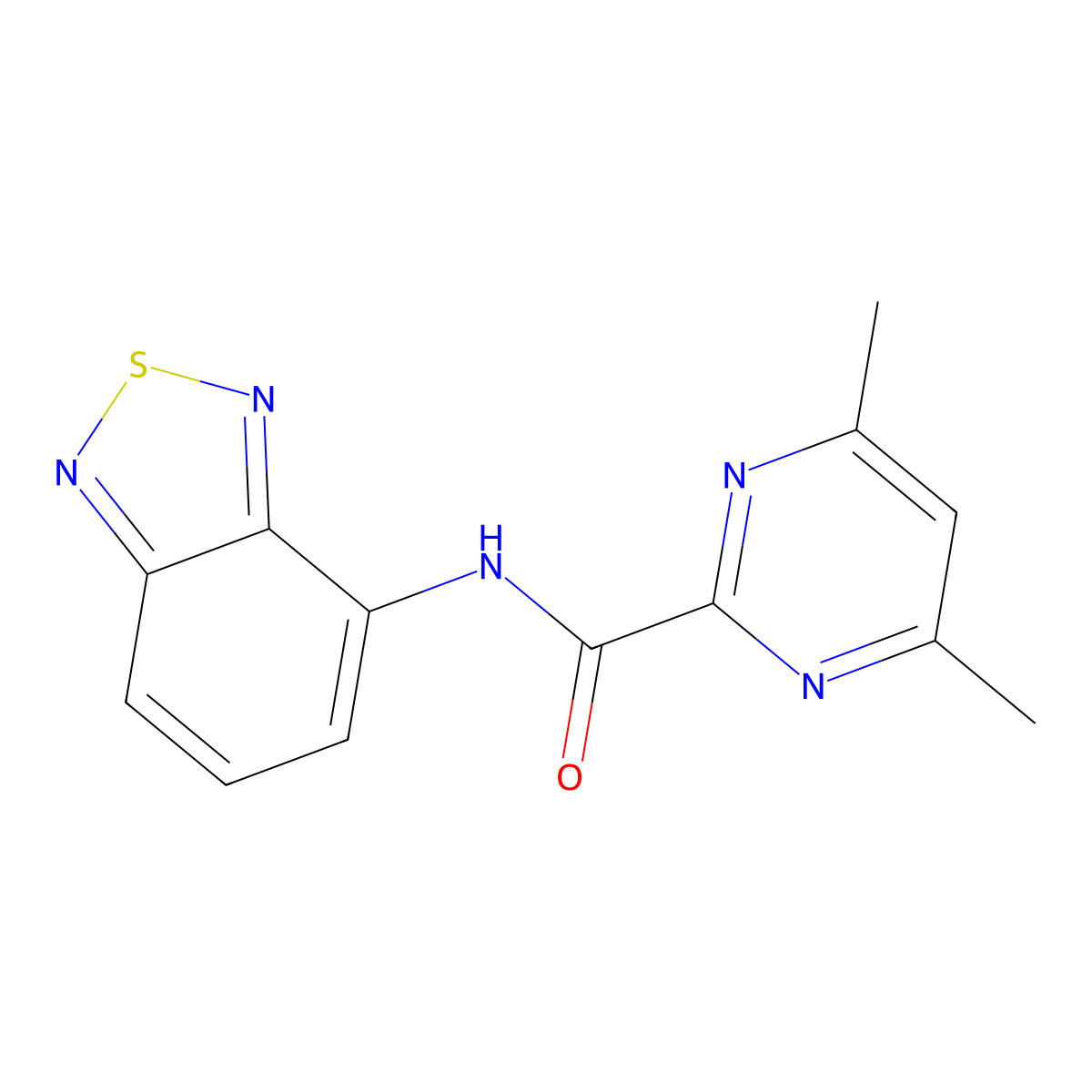 N-(2,1,3-Benzothiadiazol-4-yl)-4,6-dimethylpyrimidine-2-carboxamide molecular structure, CAS 2415532-84-0