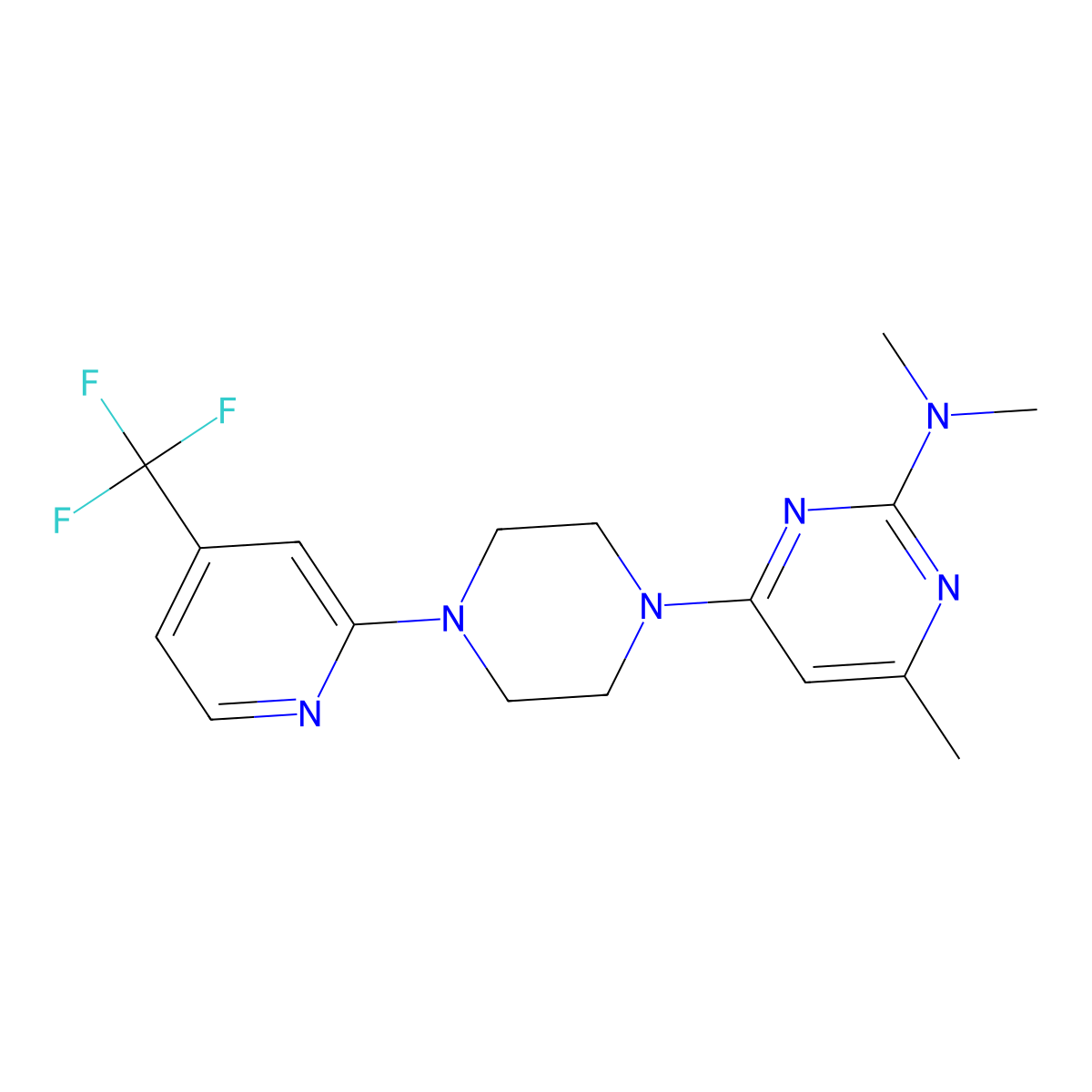 N,N,4-trimethyl-6-{4-[4-(trifluoromethyl)pyridin-2-yl]piperazin-1-yl}pyrimidin-2-amine molecular structure, CAS 2415532-89-5