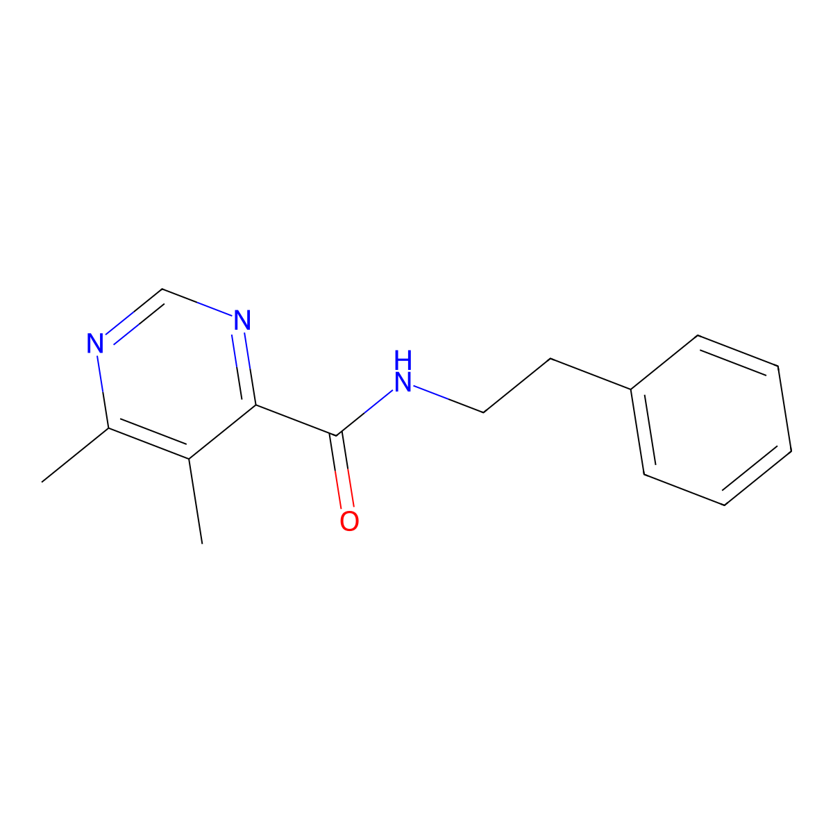 5,6-Dimethyl-N-(2-phenylethyl)pyrimidine-4-carboxamide molecular structure, CAS 2415532-90-8