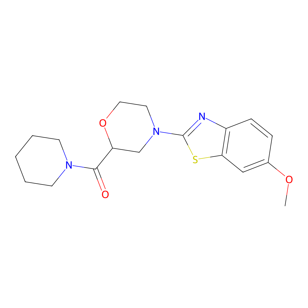 6-Methoxy-2-[2-(piperidine-1-carbonyl)morpholin-4-yl]-1,3-benzothiazole molecular structure, CAS 2415532-95-3