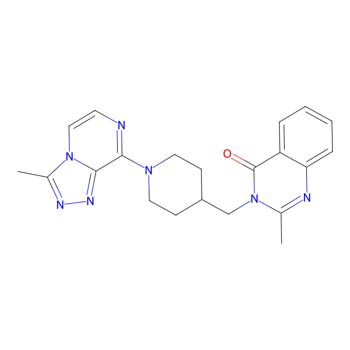 2-Methyl-3-[(1-{3-methyl-[1,2,4]triazolo[4,3-a]pyrazin-8-yl}piperidin-4-yl)methyl]-3,4-dihydroquinazolin-4-one molecular structure, CAS 2415532-98-6