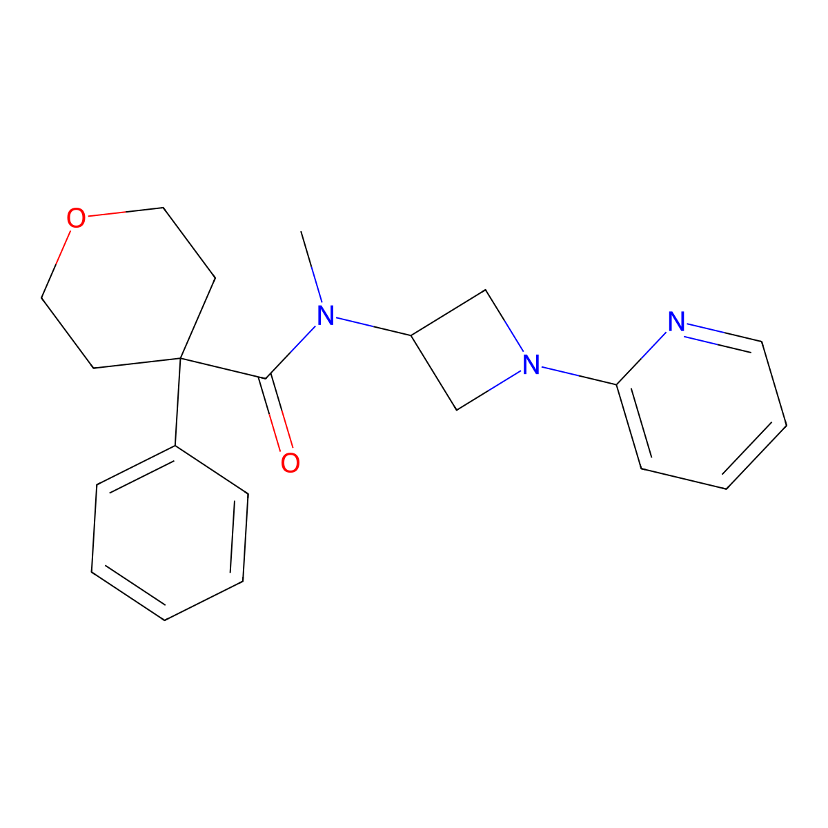 N-methyl-4-phenyl-N-[1-(pyridin-2-yl)azetidin-3-yl]oxane-4-carboxamide molecular structure, CAS 2415533-02-5