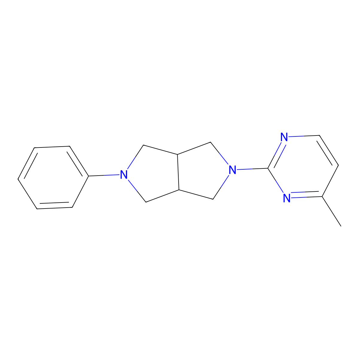 4-Methyl-2-{5-phenyl-octahydropyrrolo[3,4-c]pyrrol-2-yl}pyrimidine molecular structure, CAS 2415533-12-7