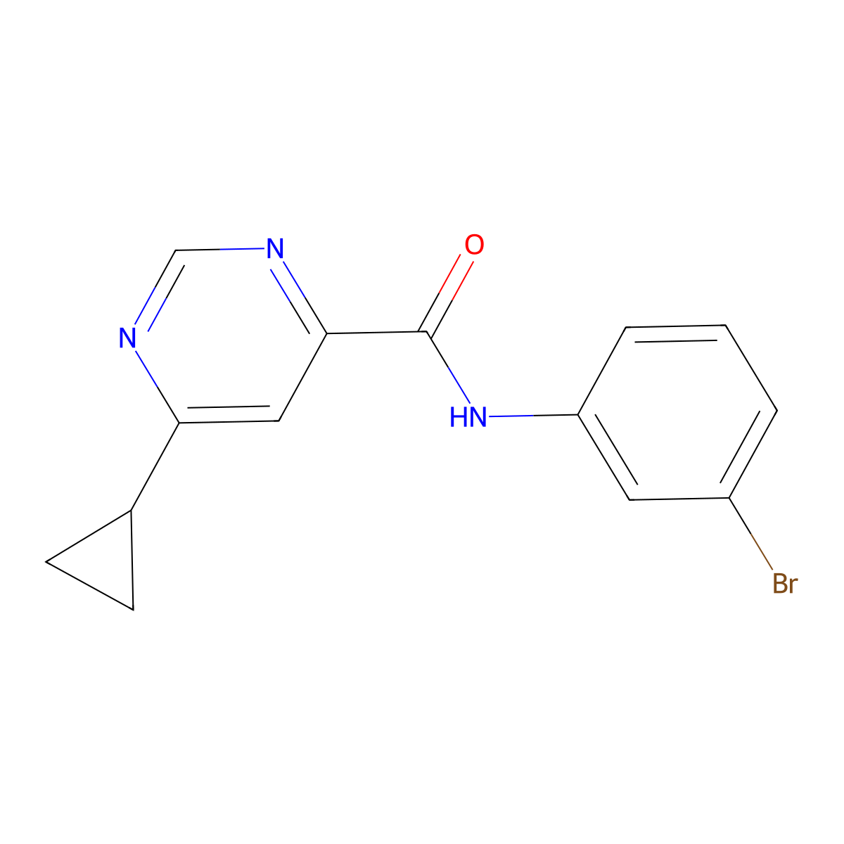 N-(3-Bromophenyl)-6-cyclopropylpyrimidine-4-carboxamide molecular structure, CAS 2415533-14-9