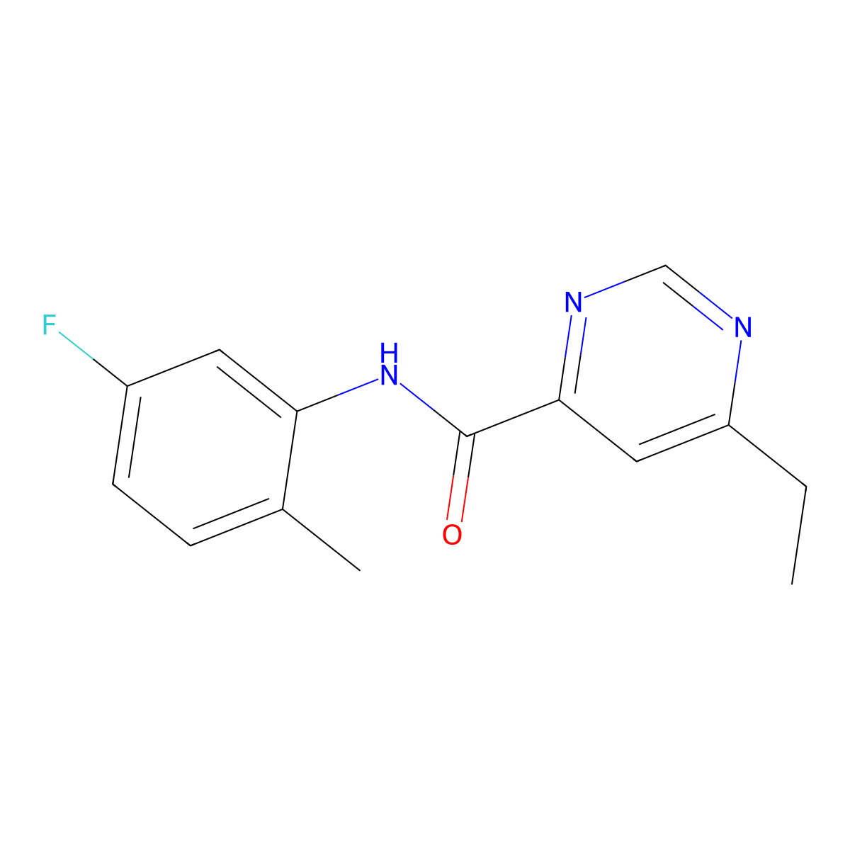 6-ethyl-N-(5-fluoro-2-methylphenyl)pyrimidine-4-carboxamide molecular structure, CAS 2415533-15-0