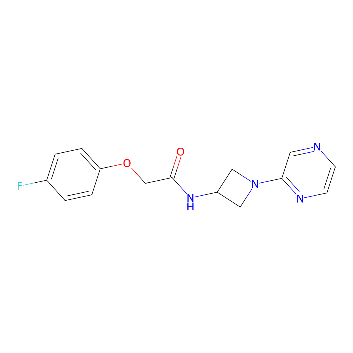 2-(4-fluorophenoxy)-N-[1-(pyrazin-2-yl)azetidin-3-yl]acetamide molecular structure, CAS 2415533-17-2