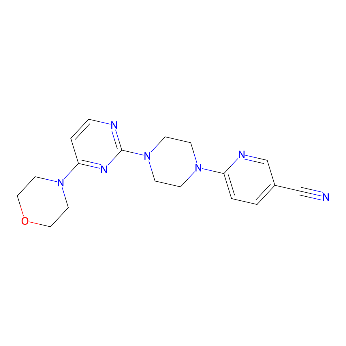 6-{4-[4-(Morpholin-4-yl)pyrimidin-2-yl]piperazin-1-yl}pyridine-3-carbonitrile molecular structure, CAS 2415533-18-3