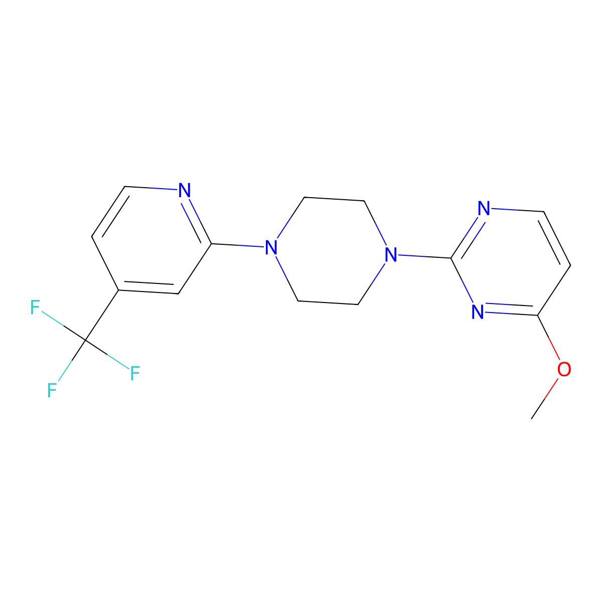 4-Methoxy-2-{4-[4-(trifluoromethyl)pyridin-2-yl]piperazin-1-yl}pyrimidine molecular structure, CAS 2415533-21-8