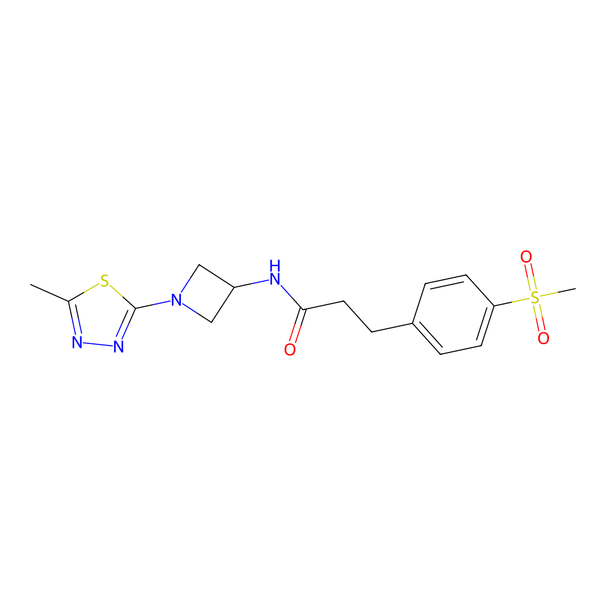 3-(4-methanesulfonylphenyl)-N-[1-(5-methyl-1,3,4-thiadiazol-2-yl)azetidin-3-yl]propanamide molecular structure, CAS 2415533-28-5