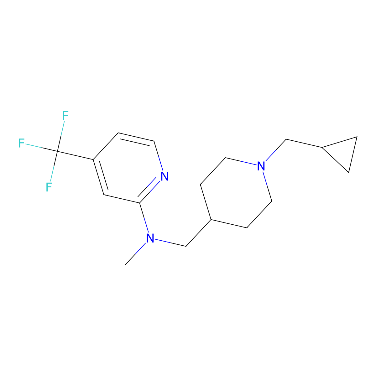 N-{[1-(cyclopropylmethyl)piperidin-4-yl]methyl}-N-methyl-4-(trifluoromethyl)pyridin-2-amine molecular structure, CAS 2415533-30-9
