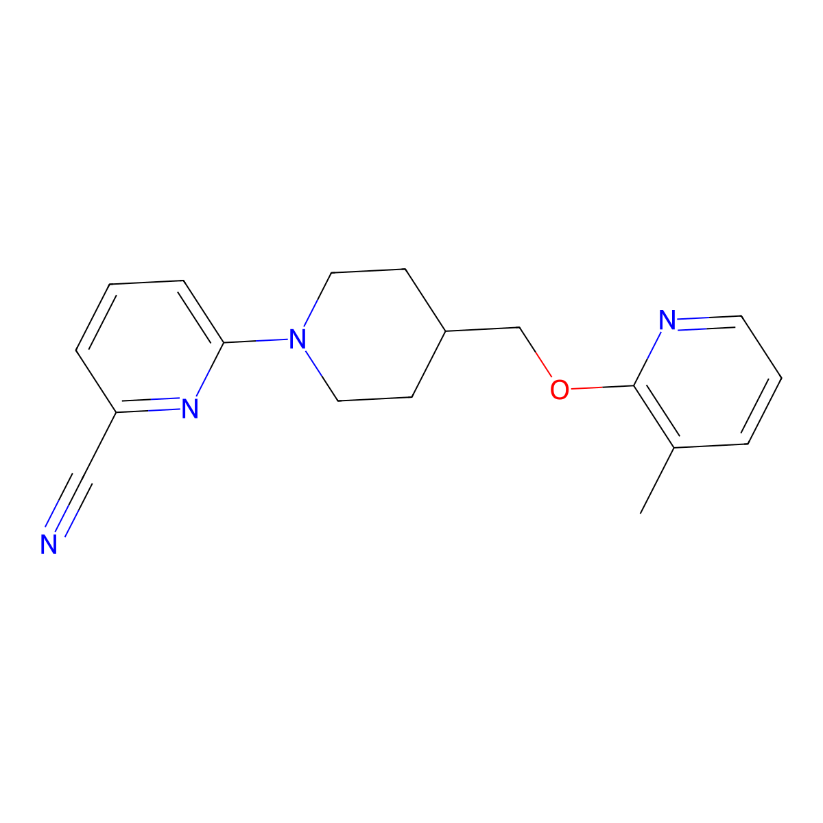6-(4-{[(3-Methylpyridin-2-yl)oxy]methyl}piperidin-1-yl)pyridine-2-carbonitrile molecular structure, CAS 2415533-31-0