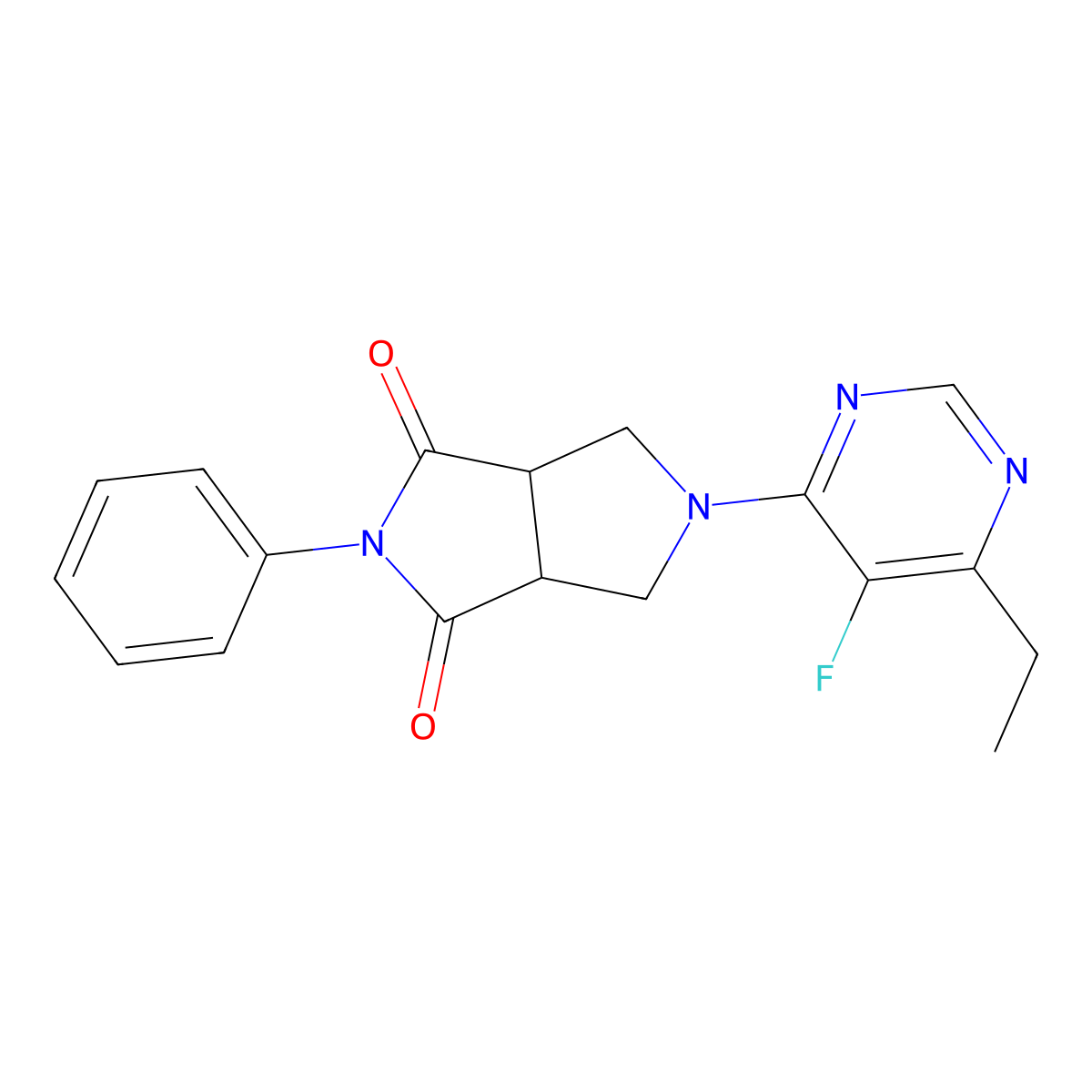 5-(6-Ethyl-5-fluoropyrimidin-4-yl)-2-phenyl-octahydropyrrolo[3,4-c]pyrrole-1,3-dione molecular structure, CAS 2415533-44-5