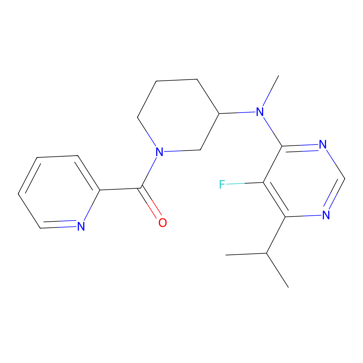 5-fluoro-N-methyl-6-(propan-2-yl)-N-[1-(pyridine-2-carbonyl)piperidin-3-yl]pyrimidin-4-amine molecular structure, CAS 2415533-45-6
