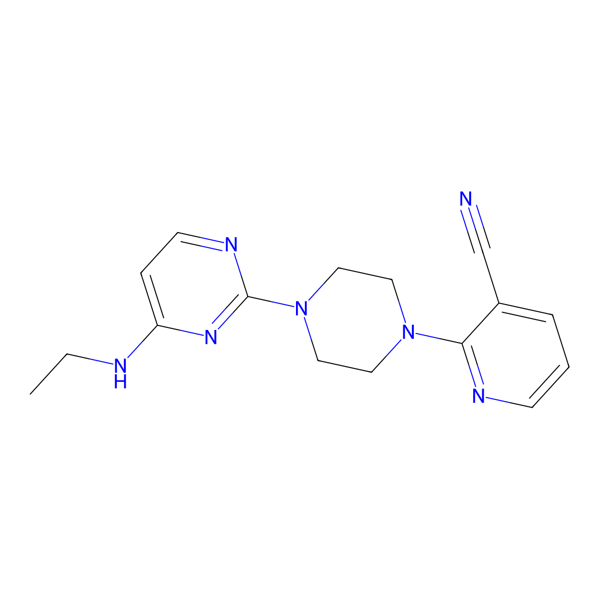 2-{4-[4-(Ethylamino)pyrimidin-2-yl]piperazin-1-yl}pyridine-3-carbonitrile molecular structure, CAS 2415533-46-7