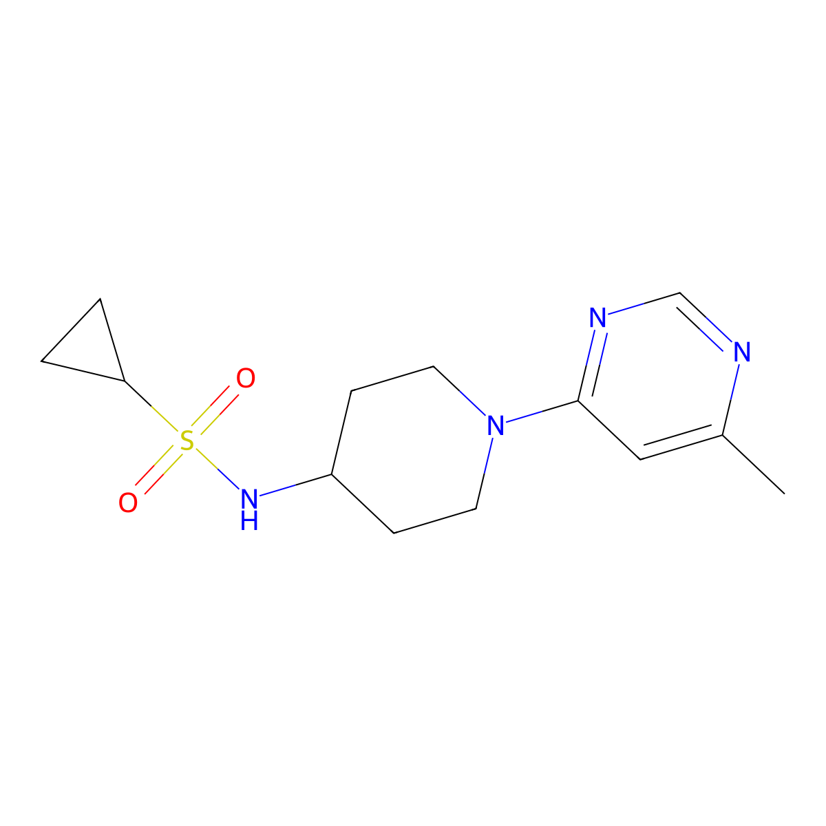 N-[1-(6-Methylpyrimidin-4-yl)piperidin-4-yl]cyclopropanesulfonamide molecular structure, CAS 2415533-47-8