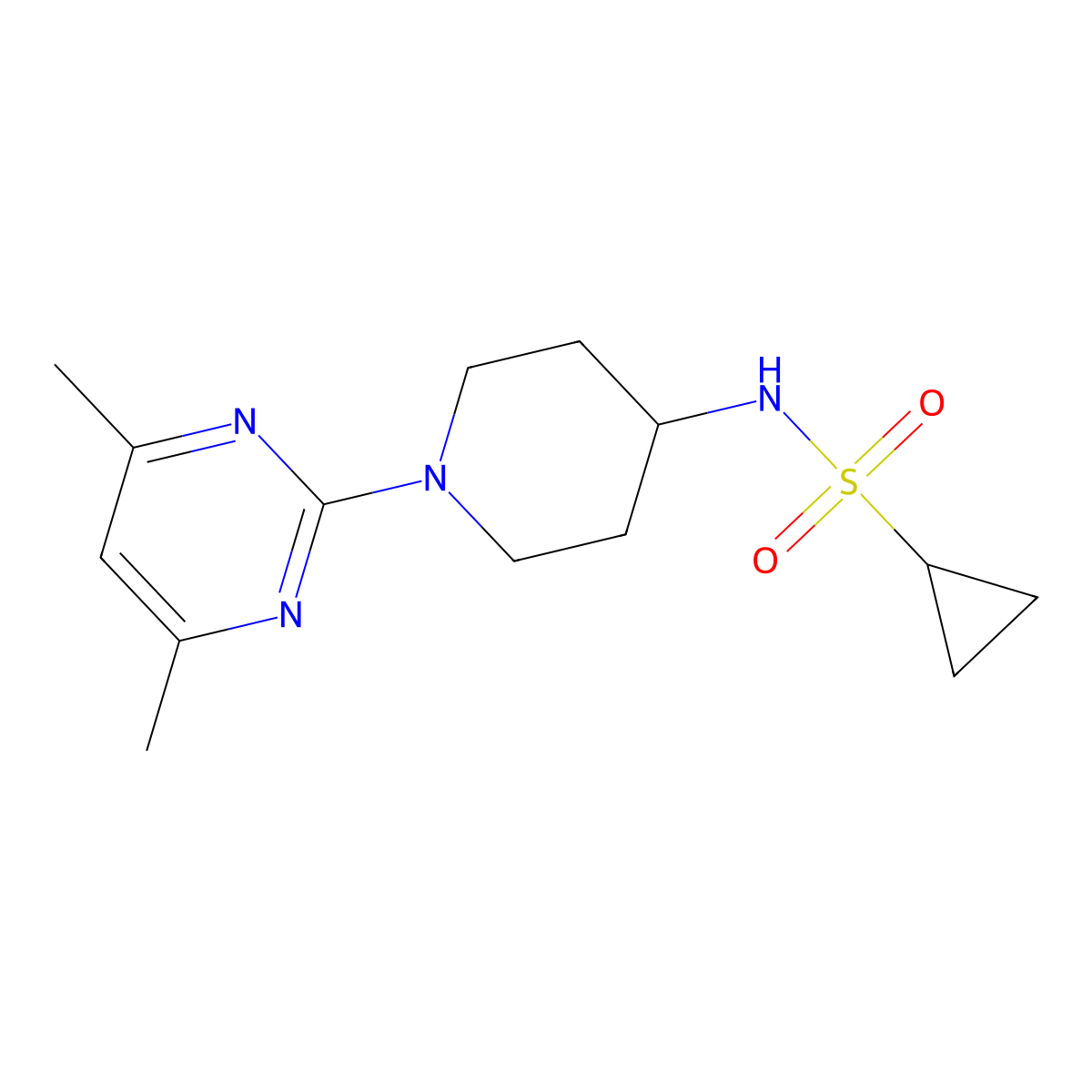 N-[1-(4,6-Dimethylpyrimidin-2-yl)piperidin-4-yl]cyclopropanesulfonamide molecular structure, CAS 2415533-54-7