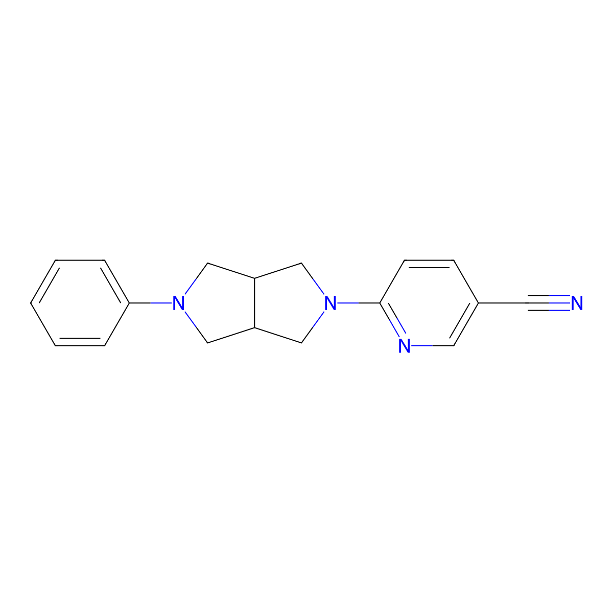 6-{5-Phenyl-octahydropyrrolo[3,4-c]pyrrol-2-yl}pyridine-3-carbonitrile molecular structure, CAS 2415533-57-0