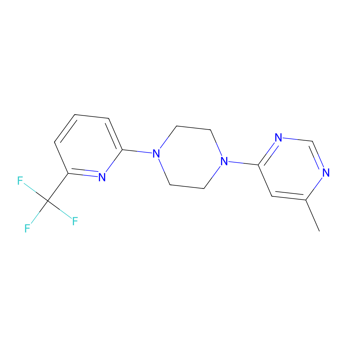 4-Methyl-6-{4-[6-(trifluoromethyl)pyridin-2-yl]piperazin-1-yl}pyrimidine molecular structure, CAS 2415533-62-7