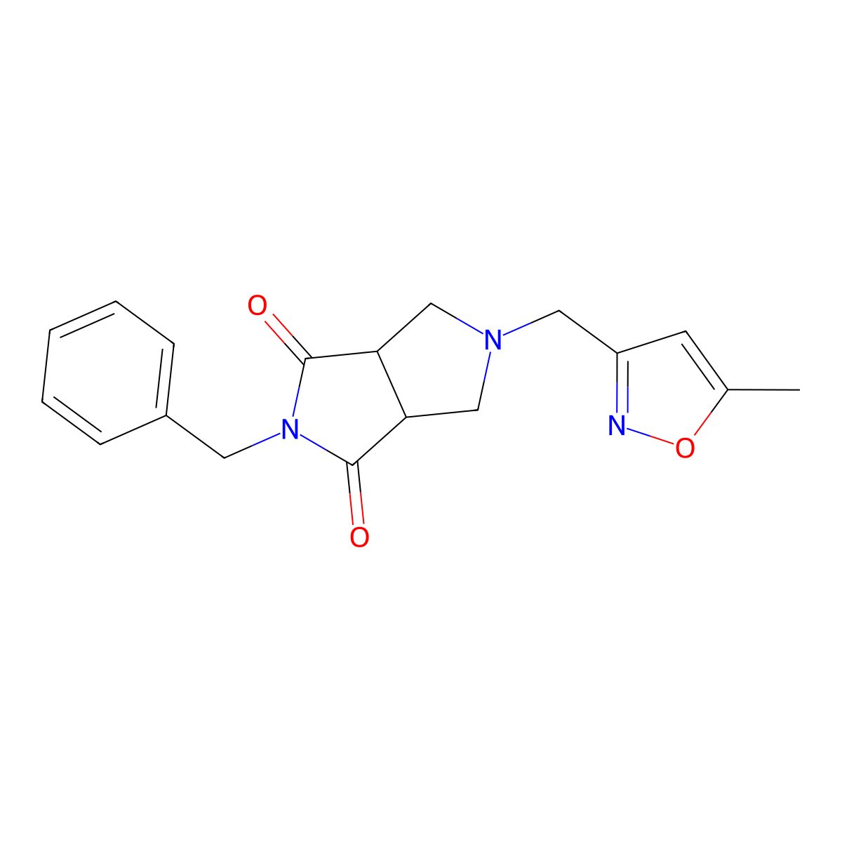 2-Benzyl-5-[(5-methyl-1,2-oxazol-3-yl)methyl]-octahydropyrrolo[3,4-c]pyrrole-1,3-dione molecular structure, CAS 2415533-64-9