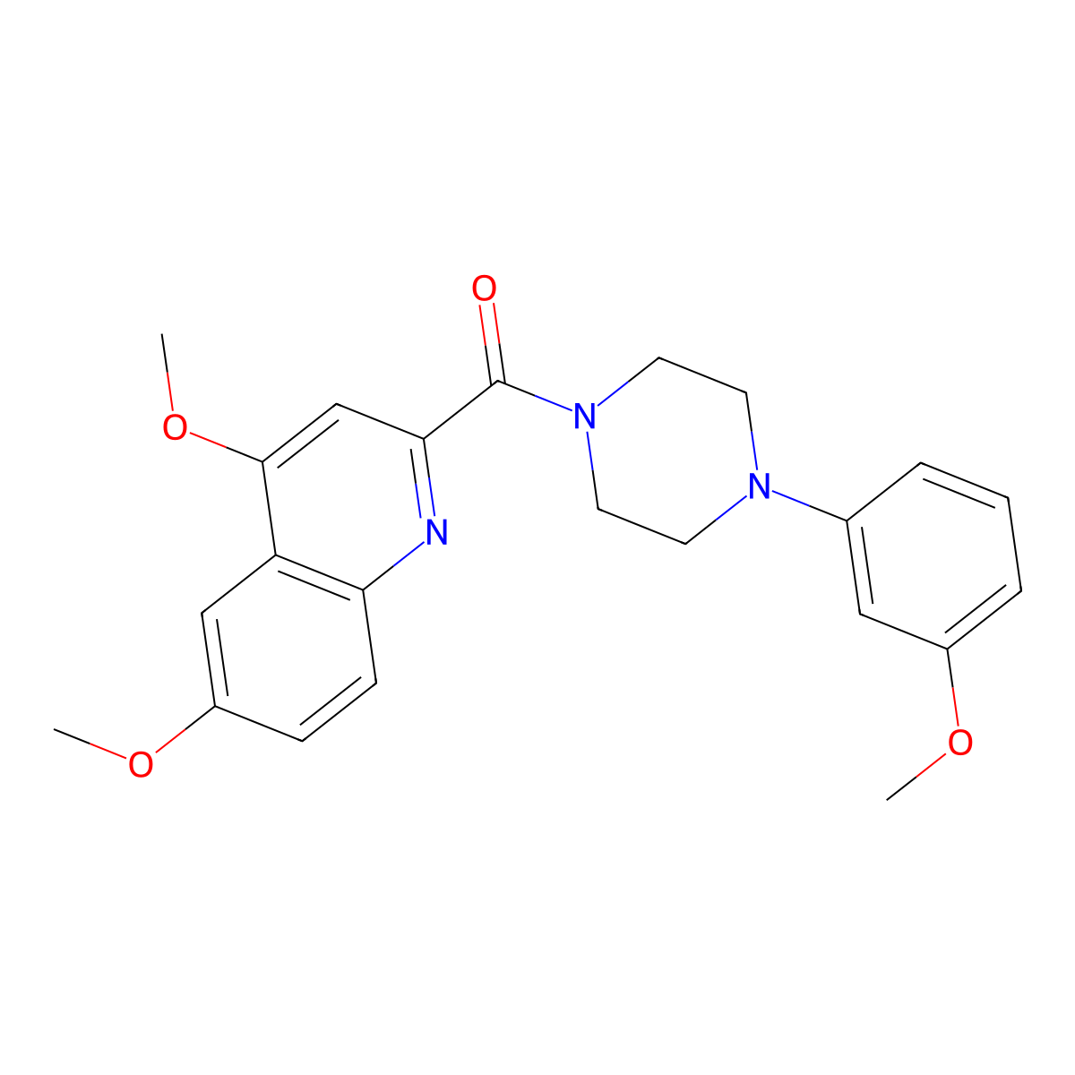 4,6-Dimethoxy-2-[4-(3-methoxyphenyl)piperazine-1-carbonyl]quinoline molecular structure, CAS 2415533-68-3