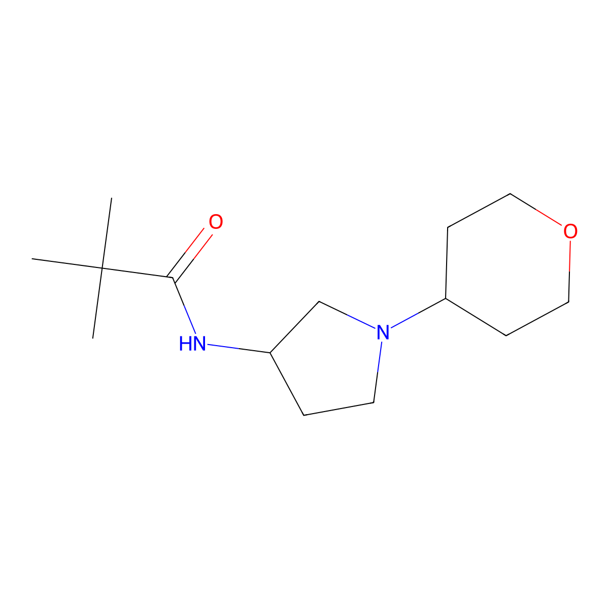 2,2-Dimethyl-N-[1-(oxan-4-yl)pyrrolidin-3-yl]propanamide molecular structure, CAS 2415533-82-1
