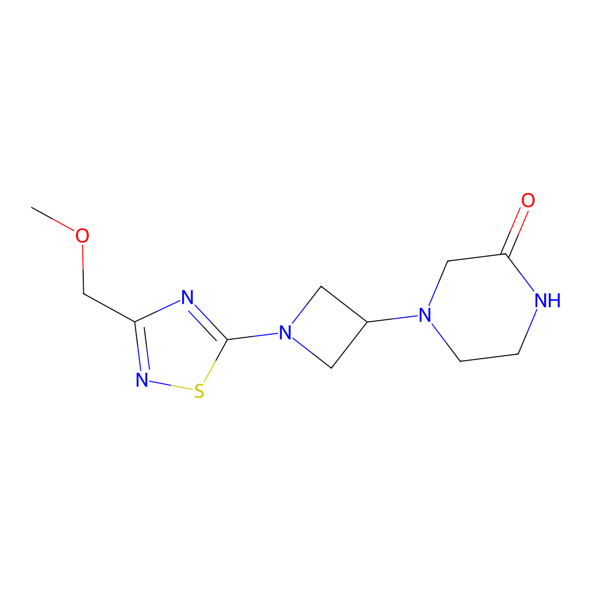 4-{1-[3-(Methoxymethyl)-1,2,4-thiadiazol-5-yl]azetidin-3-yl}piperazin-2-one molecular structure, CAS 2415533-87-6