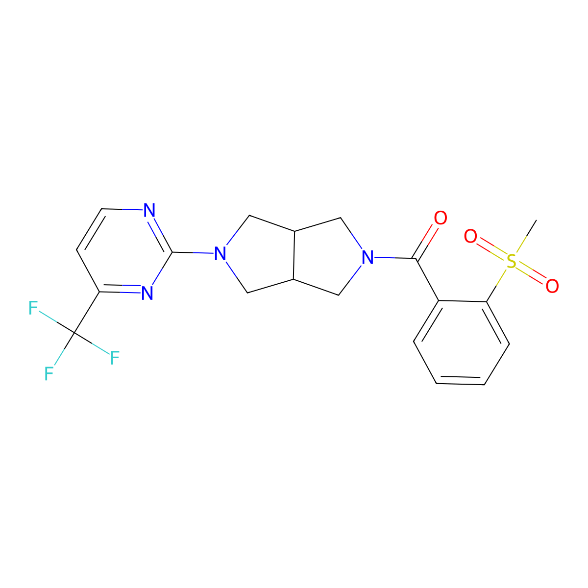 2-[5-(2-Methanesulfonylbenzoyl)-octahydropyrrolo[3,4-c]pyrrol-2-yl]-4-(trifluoromethyl)pyrimidine molecular structure, CAS 2415534-02-8