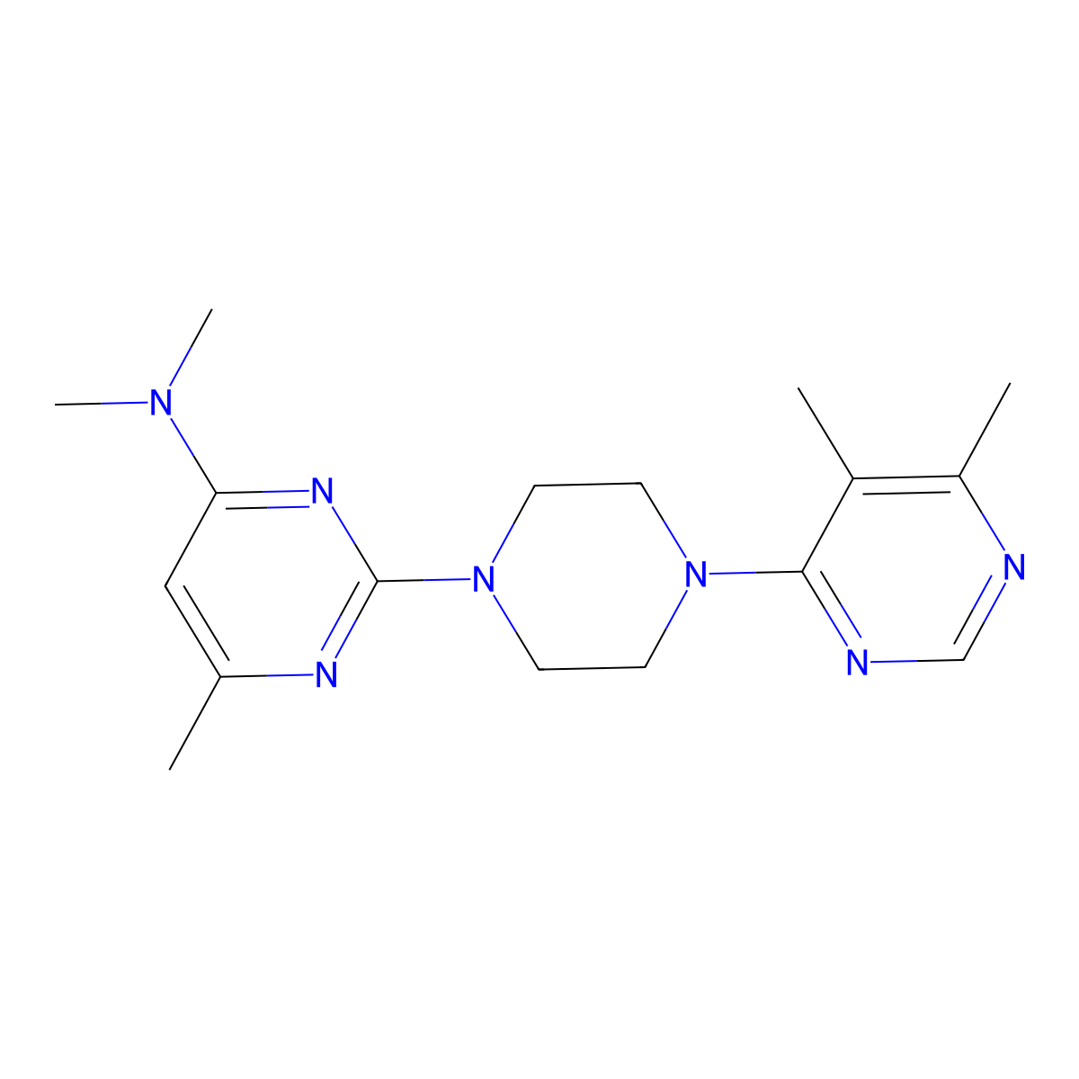 2-[4-(5,6-dimethylpyrimidin-4-yl)piperazin-1-yl]-N,N,6-trimethylpyrimidin-4-amine molecular structure, CAS 2415534-03-9